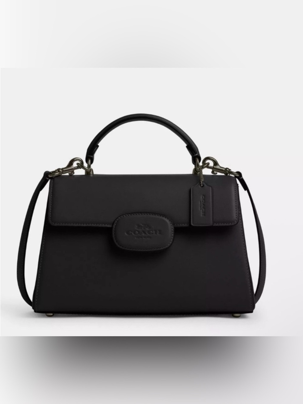 Coach Eliza Top-Handle Bag Gunmetal Leather Crossbody Handbag